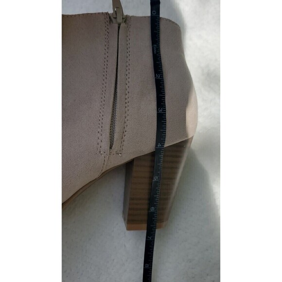 NEW OLD NAVY Size 7 FAUX SUEDE‎ LEATHER HIGH HEEL BOOTIES SAGE Beige ANKLE BOOTS - Picture 13 of 13
